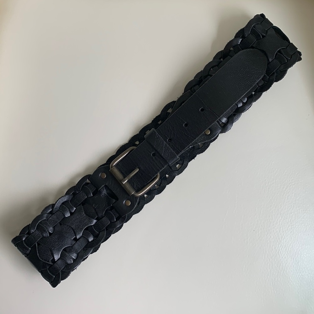 Black Vegan Leather Cutout Belt